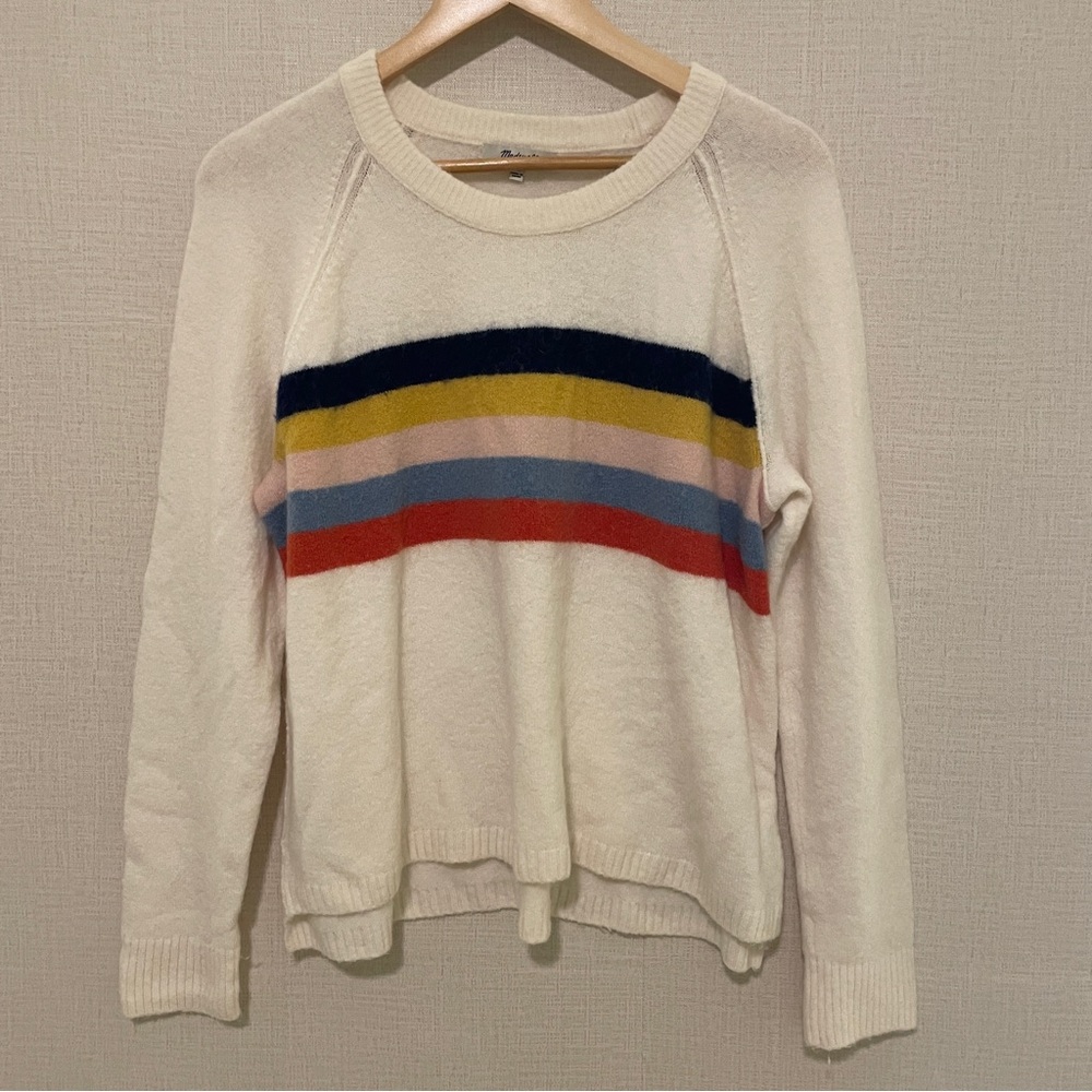 Madewell cream stripe alpaca/wool blend sweater. Size medium